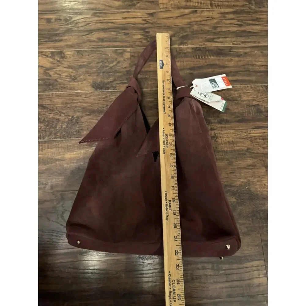 DIVINA FIRENZE suede double knot Hobo Shoulder Bag Wine